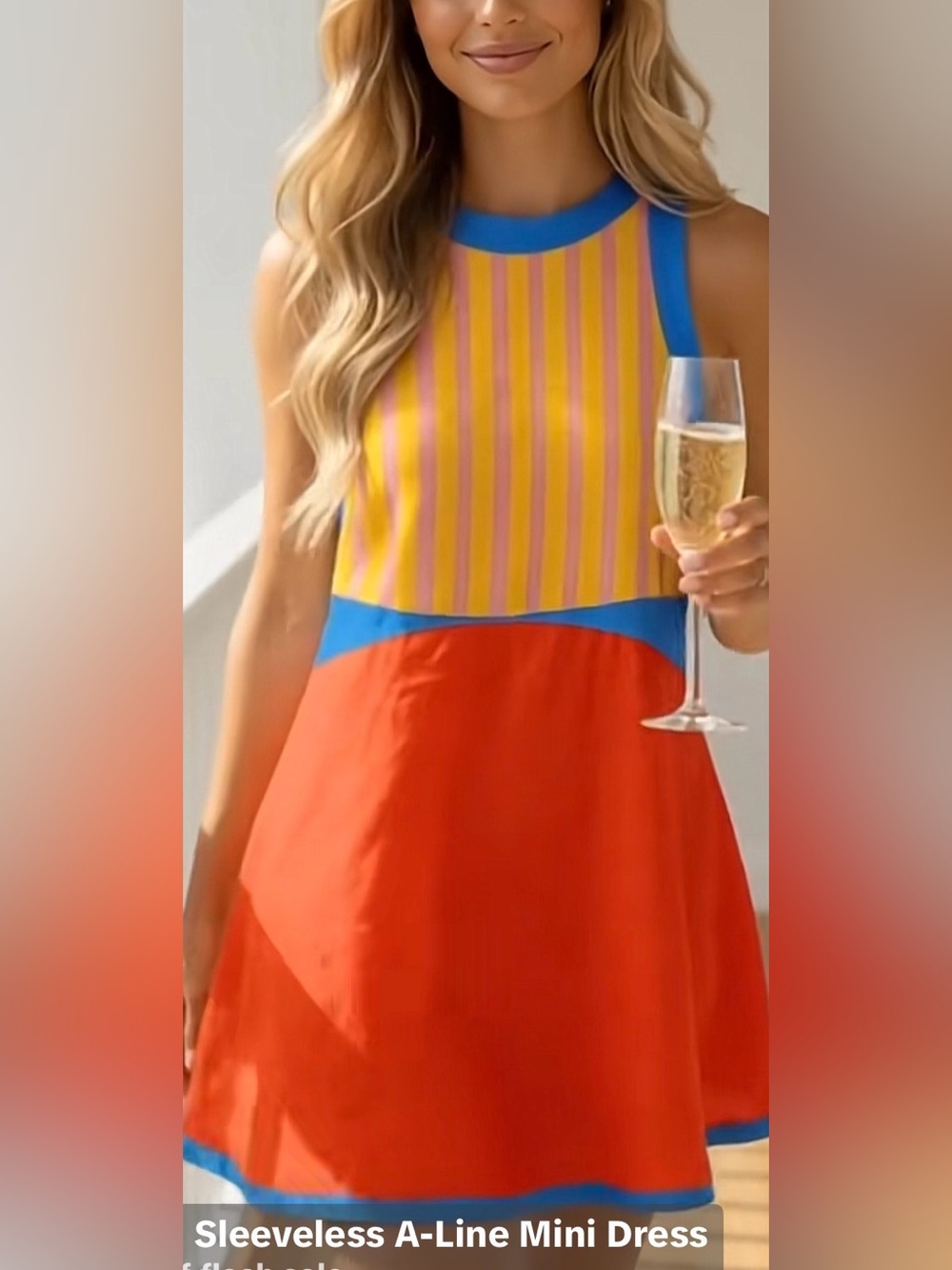 Colorblock Stripe Tank Dress - Red, Yellow & Blue